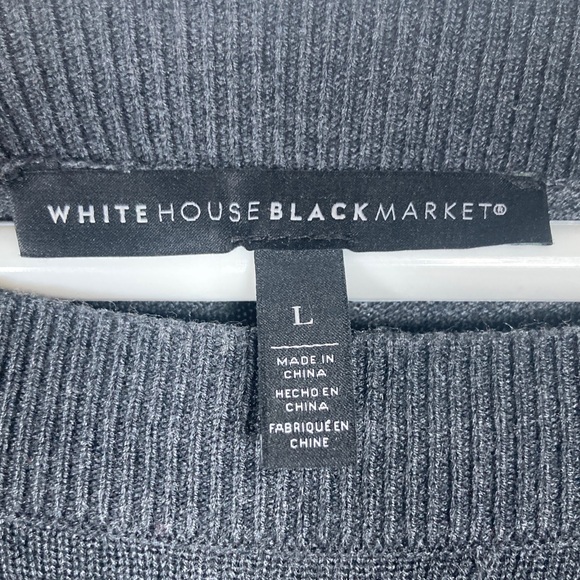 Cashmere Blend White House Black Market Dark Gray Crew Neck Sweater Sz L Cozy - Picture 2 of 11